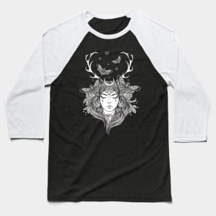 Hand Drawn Shaman Tshirt Forest Fairy Folklore Witch Baseball T-Shirt